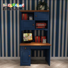 魔力家居儿童书房家具1米2实木直角书桌书架组合书台学习桌带书架
