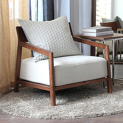 Nordic furniture, cloth art, single sofa chair, coffee shop, negotiation chair, simple bedroom study, Japanese linen sofa chair Single white