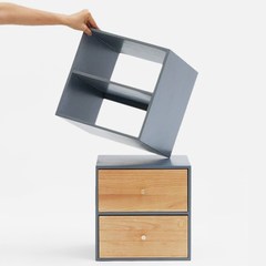 王里牛勿自由组合多功能储物柜抽屉北欧实木原创设计师品牌家具 两两屉 0.6米以下宽