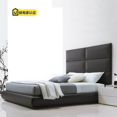The Nordic modern minimalist leather bed wood leather bed 1.8 large-sized apartment 1.5 meters silverskin Zhuwo pressure box bed 1500mm*1900mm custom color Frame structure