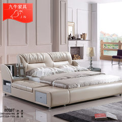 Leather bed tatami bed storage bed 1.8 1.5 meters of leather soft minimalist modern fashion wedding bed 1500mm*1900mm Leather bed [right] tatami Frame structure