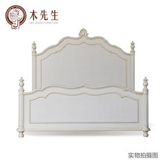 Mr. wood's new American custom made furniture, bedroom, classic solid wood, 1.8 meter double bed, 1.5 meter single bed 1800mm*2000mm white Other structures