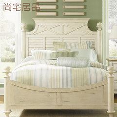 White American country retro, old bed, all solid wood bed, creative marriage bed, bedroom double bed, pure solid wood bed customization 1800mm*2000mm Wiping varnish Frame structure