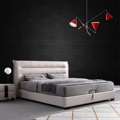 Simple modern leather leather bed bed 1.8 meters double bed large-sized apartment storage bed bed Zhuwo Scandinavia 1500mm*2000mm Bare bed + latex mattress + bedside cabinet *2 Box frame structure