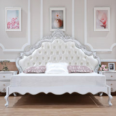 European style all solid wood bed double bed, marriage bed new classical bed, 1.8 meters European style bed, carved American style bed furniture spot 1800mm*2000mm White as old Frame structure