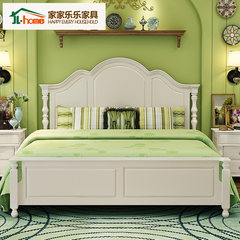 All solid wood bed, American bed, 1.8 meter double bed, white American country bed, Korean pastoral wedding bed, master bedroom furniture 1500mm*2000mm White all solid wood Frame structure