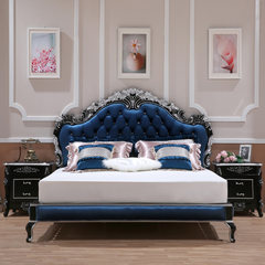 All solid wood bed, European style bed, new classical bed, 1.8 meters double bed carved princess bed, luxurious wedding bed, master bedroom furniture 1500mm*2000mm Platinum Frame structure