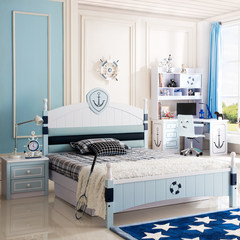 Children's bed boys single bed 1.5 meters 1.2 meters European style youth pirate bed children's room furniture combination Suite 1500mm*2000mm Double suction bed (no bedside cupboard) belt