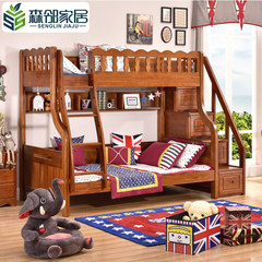 The level of children's bed bed under the bed bed double bed mother male girl olive wood multifunctional combined bed 1200mm*2000mm High-low bed + ladder cabinet More combinations