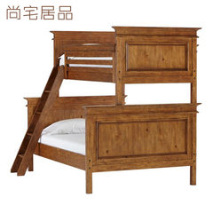 美式复古做旧全实木双层床高架床高低床儿童床组合床上下床定制 1200mm*1900mm 擦色清漆 只有高低床