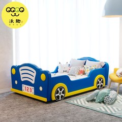 Children bed boy and child with guardrail car bed 1.2m1.5 meters European style cartoon car bed stitching bed 1200mm*1900mm blue Without