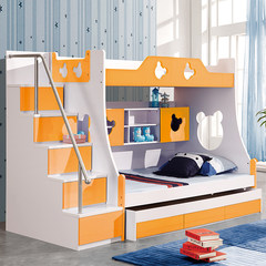 Korean garden out of bed, double bed, high and low mother and child bed, upper and lower beds, combination bed, pastoral children's bed 1200mm*1900mm Bed + + + bookshelf Tuochuang ladder cabinet (self reference) More combinations