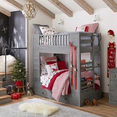 American children bed bed with low and double beds, adult solid wood bed, upper and lower berth, boys and girls combination bed furniture 1000mm*2000mm gray More combinations