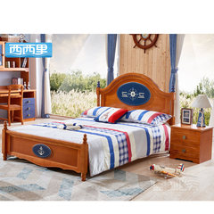 Solid wood children bed, boys and girls, oak single bed, 1.51.2 meters American youth suite furniture combination 1500mm*2000mm Skeleton bed Without