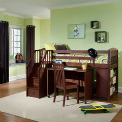 American style children's bed solid wood furniture, high and low bed storage, multi-function elevated bed, double bed, bed, desk 1000mm*2000mm It's just an elevated bed More combinations