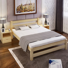 Packed bed of pine children bed, solid wood single bed, student bed, adult bed, solid wood double bed, 1.2, 1.5, 1.8 meters 1000mm*1900mm Pine logs have no paint Without
