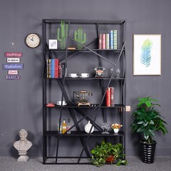 Nordic simple wind iron shelf, partition shelf, retro bookcase, multi layer display rack, landing hall storage rack 120*30*210