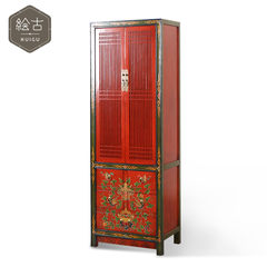 New classical Chinese antique hand-painted new elm bookcase bookshelf library display cabinet wooden drawer bookcase 65*40*186 0.6-0.8 meters wide