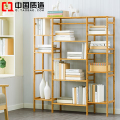 Trojan horse simple bookshelf shelf, multilayer solid wood floor storage rack, student dormitory, children storage bookcase Primary colors