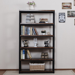 American Iron show shelf, living room landing shelf, simple bookshelf, home retro multi-layer solid wood display rack Length 80*, width 30*, height 108 (three layers)