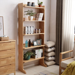 The living room bedroom full wood Shelf Bookcase simple modern Nordic floor 4 layer frame frame Japanese flower Walnut