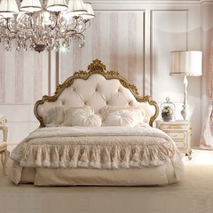 All solid wood bed double bed European Neo Classical Luxury Bed princess bed bed bed Zhuwo American simple European furniture 1500mm*2000mm All solid wood bed Frame structure