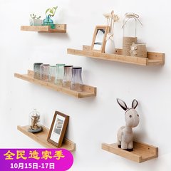 Wooden partition shelf, living room floor frame wall hanging, bedroom wall, wall bookshelf, TV background wall decoration frame Natural (small + medium + large) combination