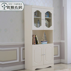 Two pastoral Korean four bookcases bookcase bookshelf with door free storage racks white minimalist wood