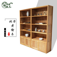 The old elm lacquer free tea Cabinet Bookcase bookshelf wood custom storage lockers Elm 100*38*200