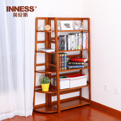 Innis imported solid wood multi-layer simple bookshelf landing shelf, living room storage rack creative shelf Shelf five layers (white spot)