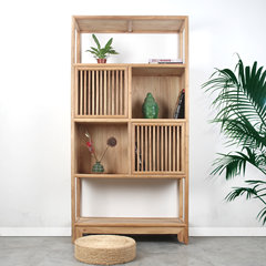 Wood color shelf shelf storage rack simple wood Zen Jane shelf Chinese furniture wood partition frame Log color