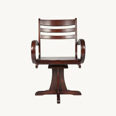 美式实木家具简约红橡木实木转椅 水性漆实木书椅可旋转电脑椅 浅咖啡色做旧 实木脚 固定扶手