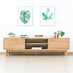 北欧实木电视柜简约现代小户型客厅茶几组合白橡木日式家具 组装 原木色（1.5米）