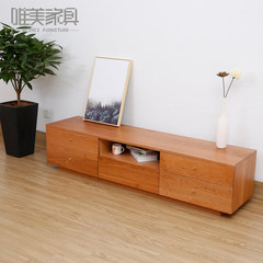 Nordic solid wood TV cabinet, simple modern small apartment, living room, tea table, combination log, audio-visual cabinet, Japanese furniture Ready Walnut (adjunct, New Zealand pine)