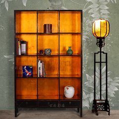 The ancient painted new Chinese antique wood bookcase bookshelf display simple old hand drawer shelf custom color 1.2-1.4 meters wide
