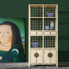 Bookcase Chinese retro 2 Drawer 4 door bookcase bookshelf [] to do the old Boguge display cabinet furnishings