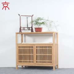 Beijing for modern Chinese restaurant small shelf old elm Mianqi bookshelf of pure solid wood frame tea zen small side cabinet