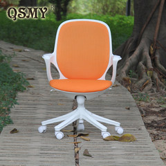 Computer chair white computer computer chair swivel chair ergonomic chair mesh chair White shell orange mesh cloth Nylon foot Fixed armrest