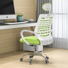 Computer chair swivel chair seat, staff dormitory household net office chair meeting chair chair bow White green bow Steel foot Fixed armrest