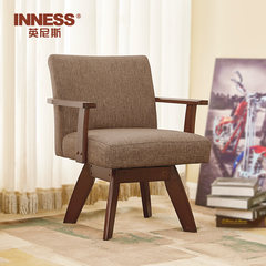 Innis simple modern single solid wood fabric, lazy sofa chair, leisure chair, balcony bedroom computer chair Honey color Solid wood feet Fixed armrest