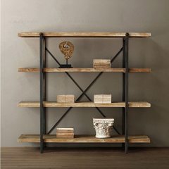 Art unforgettable, retro style, shelf solid wood wall hanger, American antique bookshelf, iron clapboard, wall rack 160*57*146