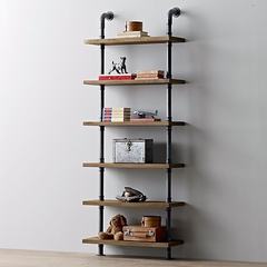 American industrial water pipe, retro creative bookshelf, industrial pipe rack, antique furniture, wall bookshelf Bronze color