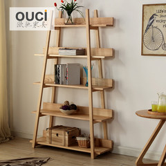 Nordic home landing simple bookshelf, solid wood originality, multi shelf rack, desk storage display rack Log color (Bookshelf)