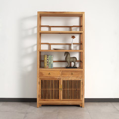 The Ming and Qing Dynasties classical wood furniture elm shelf door frame with simple new Chinese tea storage rack Zen bookshelf Color size can be customized
