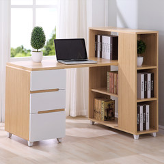 Home multifunctional desk, computer desk, study, writing desk, bookcase set, Nordic simple desk, bookshelf combination High bookcase + desktop + drawer combination