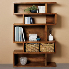 Japanese multifunctional solid wood walnut bookshelf shelf, simple partition storage rack, northern Europe bookcase cabinet Five layer 90*30*137