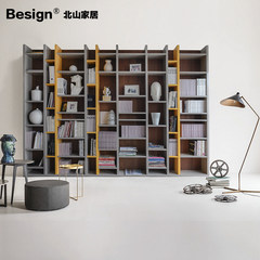Beishan special fashion creative yellow lacquer bookcase portfolio storage cabinet, Nordic modern simple bookshelf custom made 3239X2336X260
