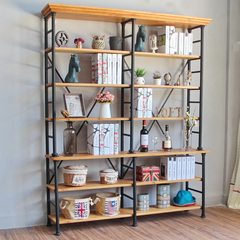 American style retro wood partition shelf, kitchen storage rack, display cabinet, sideboard, iron book shelf, storage rack Table 60*35*190
