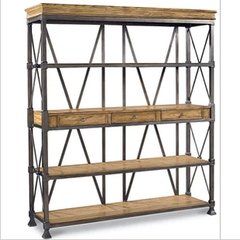 American country style iron rack old Ironwood sideboard display storage rack shelf Vintage clapboard Medium 120*32*190