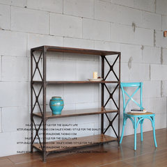 American iron made old shelf, solid wood bookshelf shelf, living room bookcase shelf rack rack